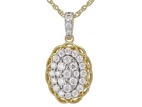 MOISSANITE FIRE® 1.74CTW DEW 14K YELLOW GOLD OVER SILVER EARRINGS, RING, PENDANT AND CHAIN SET