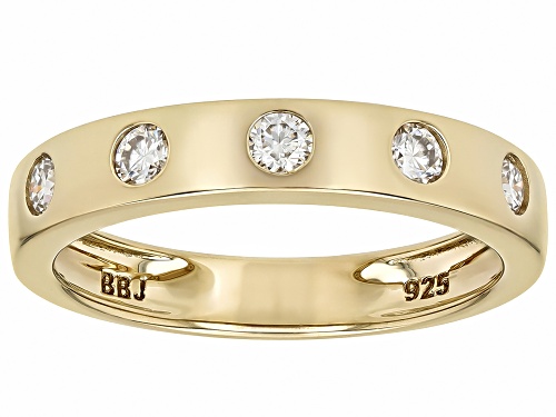 MOISSANITE FIRE® 0.90CTW DEW PLATINEVE® AND 14K YELLOW AND ROSE GOLD OVER SILVER SET OF 3 RINGS - Size 7