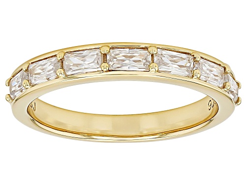 MOISSANITE FIRE® .71CTW DEW BAGUETTE AND ROUND 14K YELLOW GOLD OVER SILVER SET OF 2 RINGS - Size 5