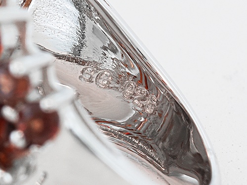 6.94ctw Baguette And Round Vermelho Garnet™ Rhodium Over Sterling Silver Ring - Size 5