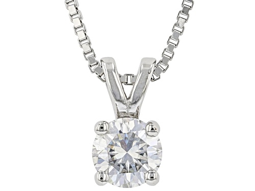 MOISSANITE FIRE(R) 1.50CTW DEW ROUND PLATINEVE(R) EARRINGS AND PENDANT WITH 18 INCH BOX CHAIN SET