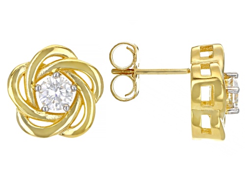 MOISSANITE FIRE® 2.20CTW DEW ROUND 14K YELLOW GOLD OVER RING & EARRING SET