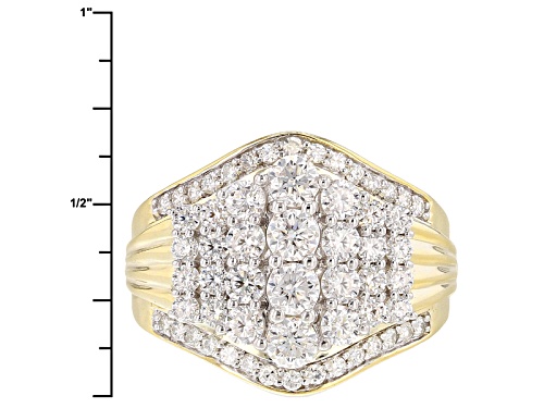 Moissanite Fire® 1.78ctw Dew Round 14k Yellow Gold Over Silver Ring - Size 6
