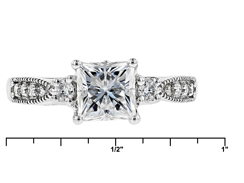 Moissanite Fire® 1.96ctw Dew Square Brilliant Cut And Round Platineve™ Ring - Size 9