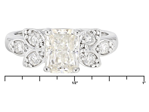 Moissanite Fire® 2.16ctw Dew Radiant Cut And  Round Platineve™ Ring - Size 9