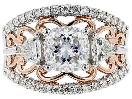 Moissanite Fire® 3.28ctw Platineve™ And 14k Rose Gold Over Platineve™ Two Tone Ring - Size 8