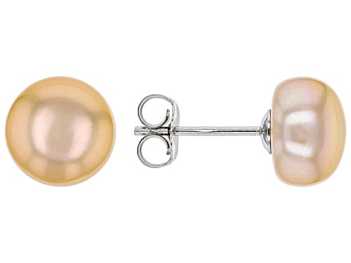 9-10mm Multi-Color Cultured Freshwater Pearl Rhodium Over Sterling Silver Stud Earrings Set of 5