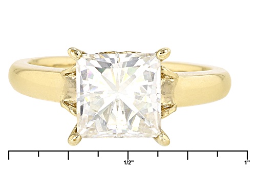 Moissanite Fire® 3.20ct Dew Square Cut 14k Yellow Gold Over Sterling Silver Solitaire Ring - Size 10