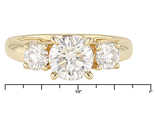 Moissanite Fire® 2.16ctw Dew Round 14k Yellow Gold Over Sterling Silver Ring - Size 10