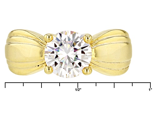 Moissanite Fire® 2.04ct Dew Round 14k Yellow Gold Over Sterling Silver Ring - Size 9
