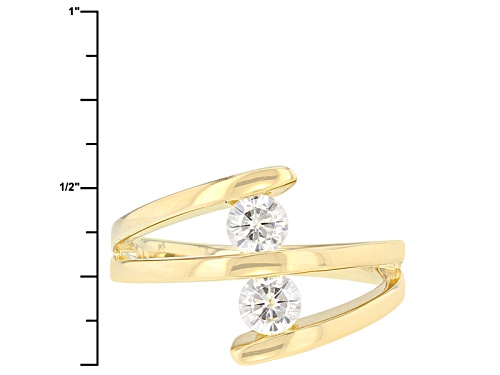 Moissanite Fire® .66ctw Dew Round Brilliant 14k Yellow Gold Over Silver Ring - Size 12