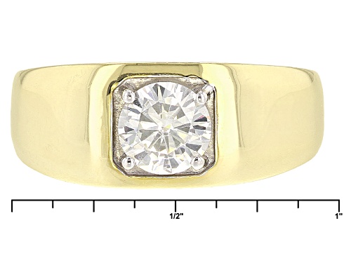 Moissanite Fire® 1.20ct Dew Round 14k Yellow Gold Over Sterling Silver Mens Ring - Size 10