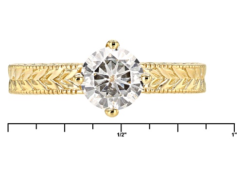 Moissanite Fire® 1.20ct Diamond Equivalent Weight Round 14k Yellow Gold Over Silver Ring - Size 12