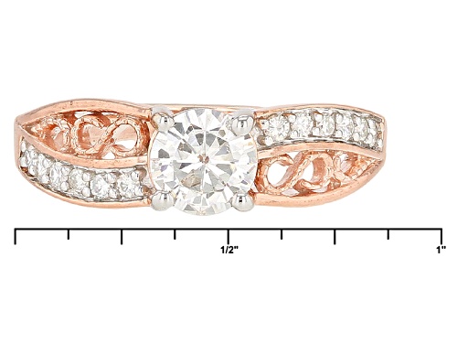 Moissanite Fire® 1.04ctw Dew Round 14k Rose Gold Over Silver Ring - Size 7