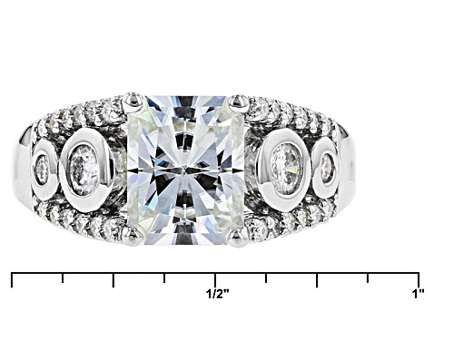 Moissanite Fire® 3.26ctw Dew Radiant Cut And Round Platineve™ Ring - Size 8