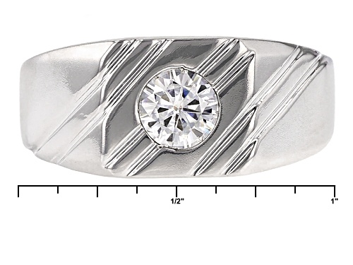 Moissanite Fire® .80ct Dew Round Platineve(R) Mens Ring - Size 11
