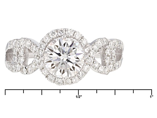 Moissanite Fire ® 1.72ctw Dew Round Platineve™ Ring - Size 6