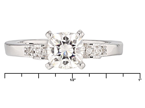 Moissanite Fire® 1.62ctw Dew Square Cushion Cut And Round Platineve™ Ring - Size 11