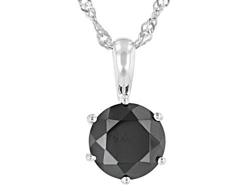 9.46ctw Round Black Spinel Rhodium Over Silver Solitaire Ring, Earring, Pendant W/Chain Jewelry Set
