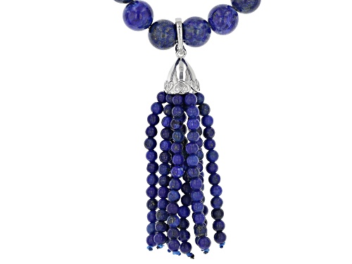 8.5x4.2mm lapis lazuli necklace, bracelet set with 3mm tassel enhancer sterling silver set