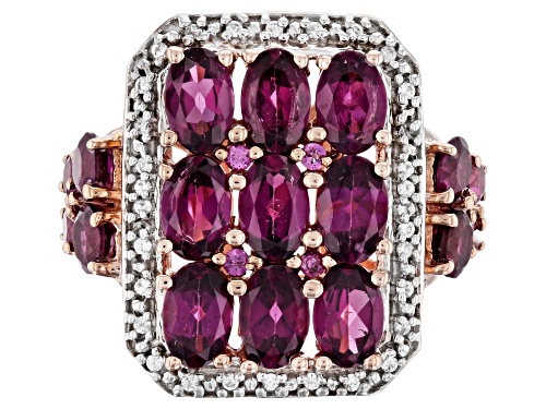 5.48ctw Raspberry Color Rhodolite With .13ctw Zircon 18k Rose Gold Over Sterling Silver Ring - Size 10