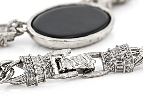 1928 Jewelry® Oval Black Crystal Silver-Tone Lion Necklace - Size 17