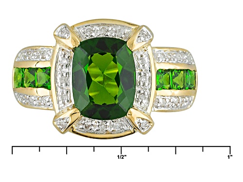 2.73ctw Cushion & Square Russian Chrome Diopside With Diamond Accent 10k Yellow Gold Ring - Size 11
