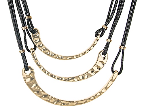 Off Park ® Collection, Black Cord Gold Tone Bar Necklace and Earring Set