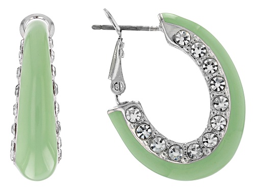 Off Park® Collection, Crystal & Multi-Color Enamel Silver Tone Set of 5 Hoop Earrings