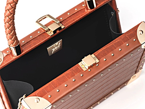 Off Park® Collection, Gold Tone Imitation Brown Leather Clutch