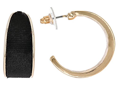 Off Park® Collection, Pink, Burgundy & Black Velvet Gold Tone Set of 3 Hoop Earrings