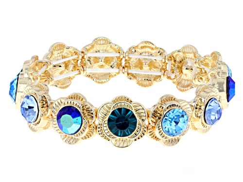 Off Park® Collection, 9mm Multi-Color Crystal Gold Tone Set of 3 Floral Bracelet