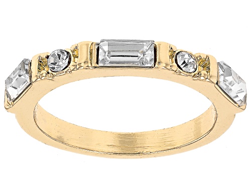 Off Park® Collection, Pearl Simulant & White Crystal Gold Tone Set of 5 Rings - Size 6