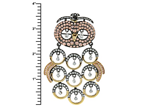 Off Park ® Collection Multicolor Crystal Gold Tone Gunmetal Tone Owl Pin/Pendant With Chain
