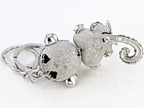 Off Park ® Collection, Mixed Shape Multi-Color Crystals Silver Tone Monkey Key Chain