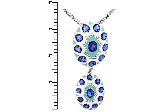 Off Park ® Collection Blue And White Crystal Multicolor Enamel Statement Necklace