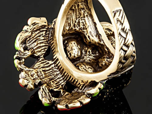 Off Park ® Collection White Crystal Multicolor Enamel Day Of The Dead Skull Ring - Size 6