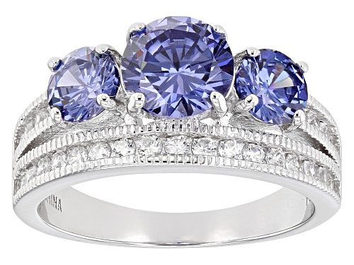Pre-Owned Bella Luce® Esotica™ Tanzanite & White Diamond Simulants Rhodium Over Silver Ring & Earrin