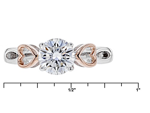 Pre-Owned Moissanite Fire® 1.00ctw Dew Platineve™ And 14k Rose Gold Accent Over Platineve™ Ring - Size 11