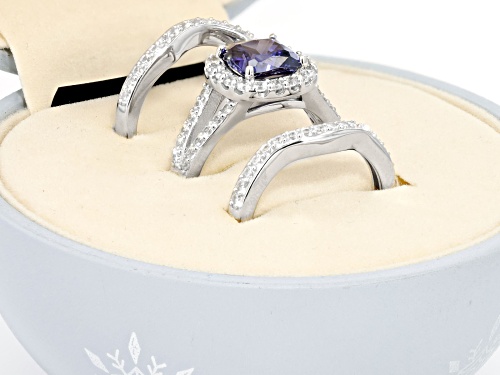 Pre-Owned Bella Luce® Esotica™ 4.55ctw Tanzanite And Dia Simulants Platinum Over Silver Holiday Ring - Size 9