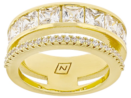 Pre-Owned Bella Luce® 8.29ctw Diamond Simulant 18k Yellow Gold Over Brass Ring, Stud, and Necklace B