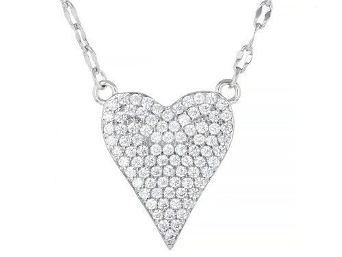 Pre-Owned Bella Luce® 1.95ctw White Diamond Simulant Rhodium Over Brass Heart Ring, Stud, and Neckla