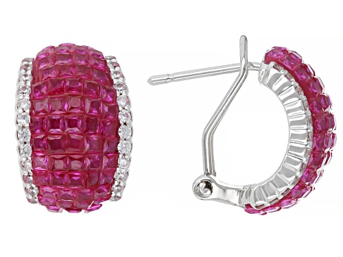 Pre-Owned Bella Luce® 3.95ctw Ruby and White Diamond Simulants Rhodium Over Brass Ring and Earring S