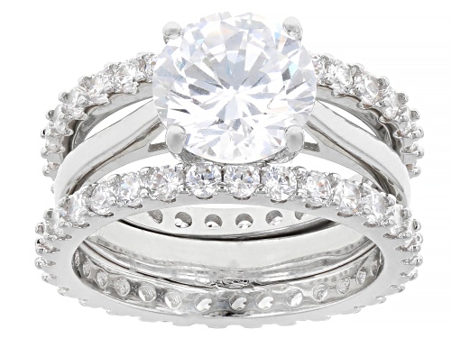 Pre-Owned Bella Luce® 13.28ctw White Diamond Simulant Rhodium Over Brass Ring and Stud Set
