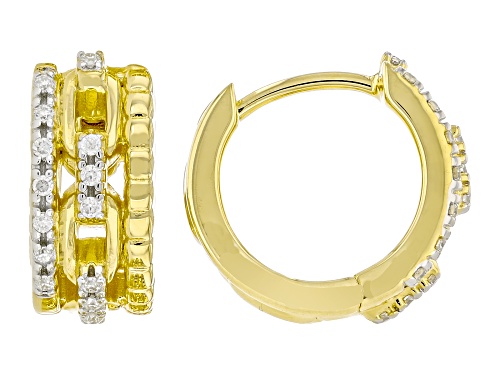 Pre-Owned MOISSANITE FIRE® 0.18CTW DEW ROUND BRILLIANT 14K YELLOW GOLD OVER SILVER EARRINGS AND RING