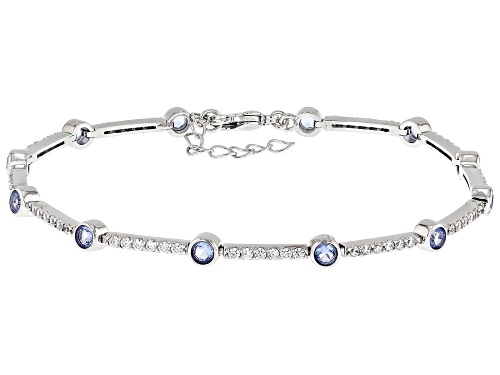Pre-Owned Bella Luce® Esotica™10.08ctw Tanzanite, White & Pink Diamond Simulants Rhodium Plated Brac - Size 7