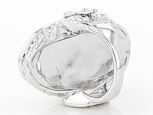 Paula Deen Jewelry™ 34x19mm Oval White Mother Of Pearl Rhodium Over Brass Prayer Box Ring - Size 6