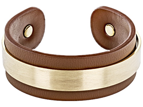 Paula Deen Jewelry™ Gold Tone Black & Neutral Color Imitation Leather Set of 2 Bracelets