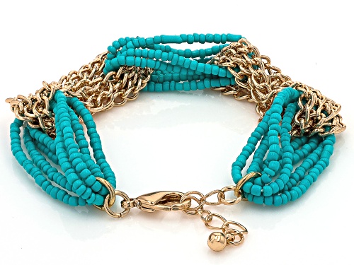 Paula Deen Jewelry™  Blue Seed Bead Gold Tone Necklace & Bracelet Set