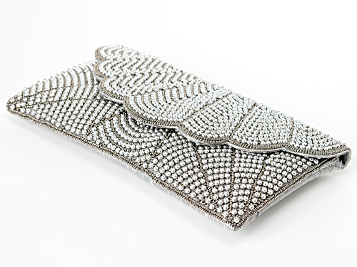 Pre-Owned Off Park® Collection, Seed-bead Pearl Simulant Gray Clutch